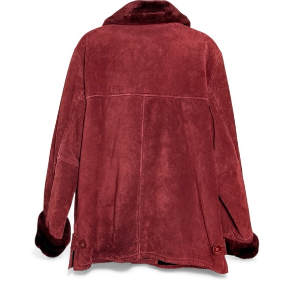 Dennis Basso | Y2K Vintage Red Leather Jacket with Faux Fur Trim - Picture 10 of 12